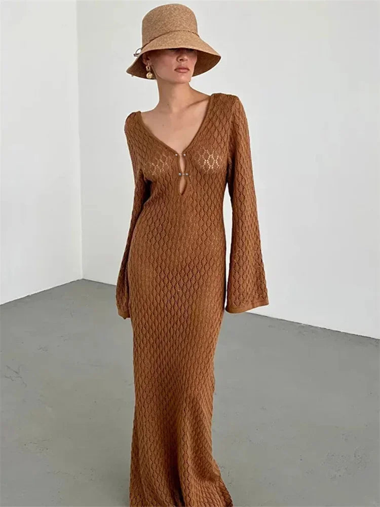 SunKnit Sheer Maxi Cover-Up Dress