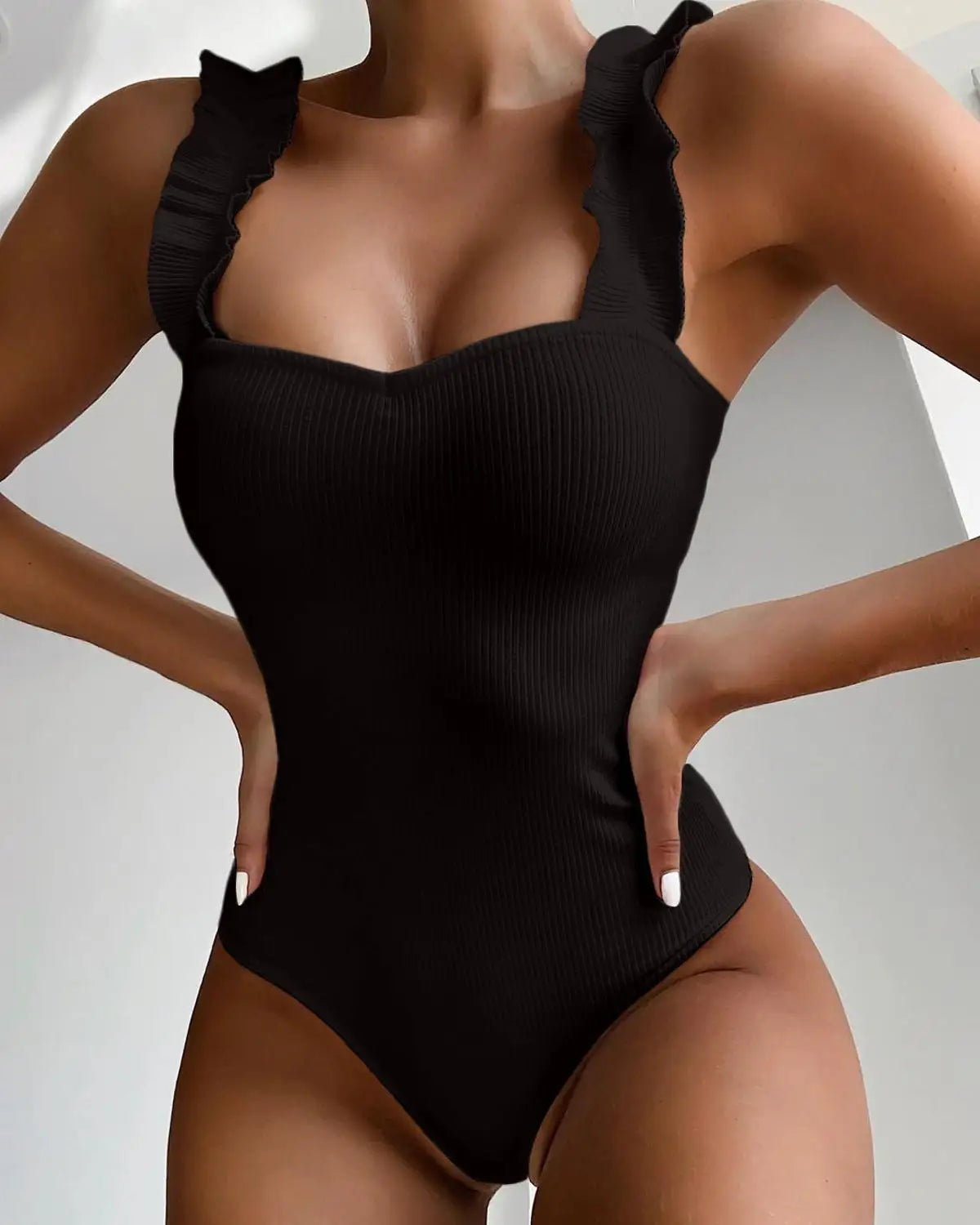 Ruffle Strap Swimsuit - Sweet