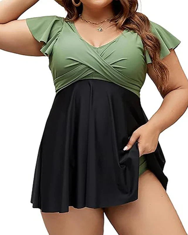 Wrap Swimsuit with Loose Skirt