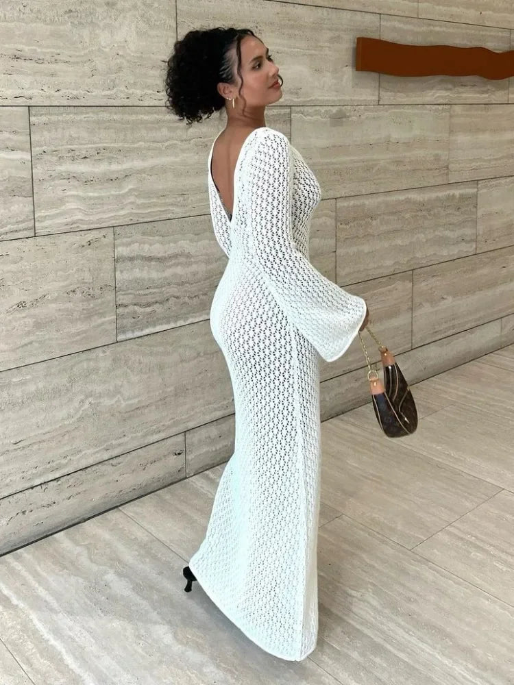 SunKnit Sheer Maxi Cover-Up Dress