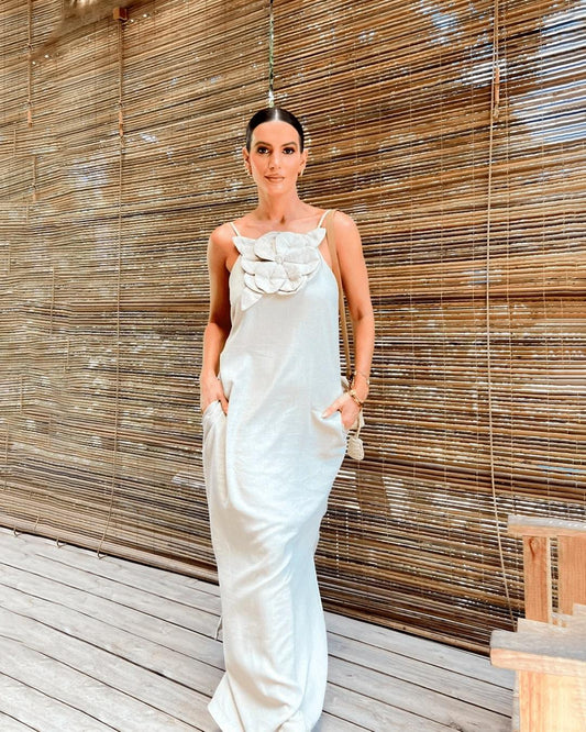 Vestido Longo Vogue Flor de Linho